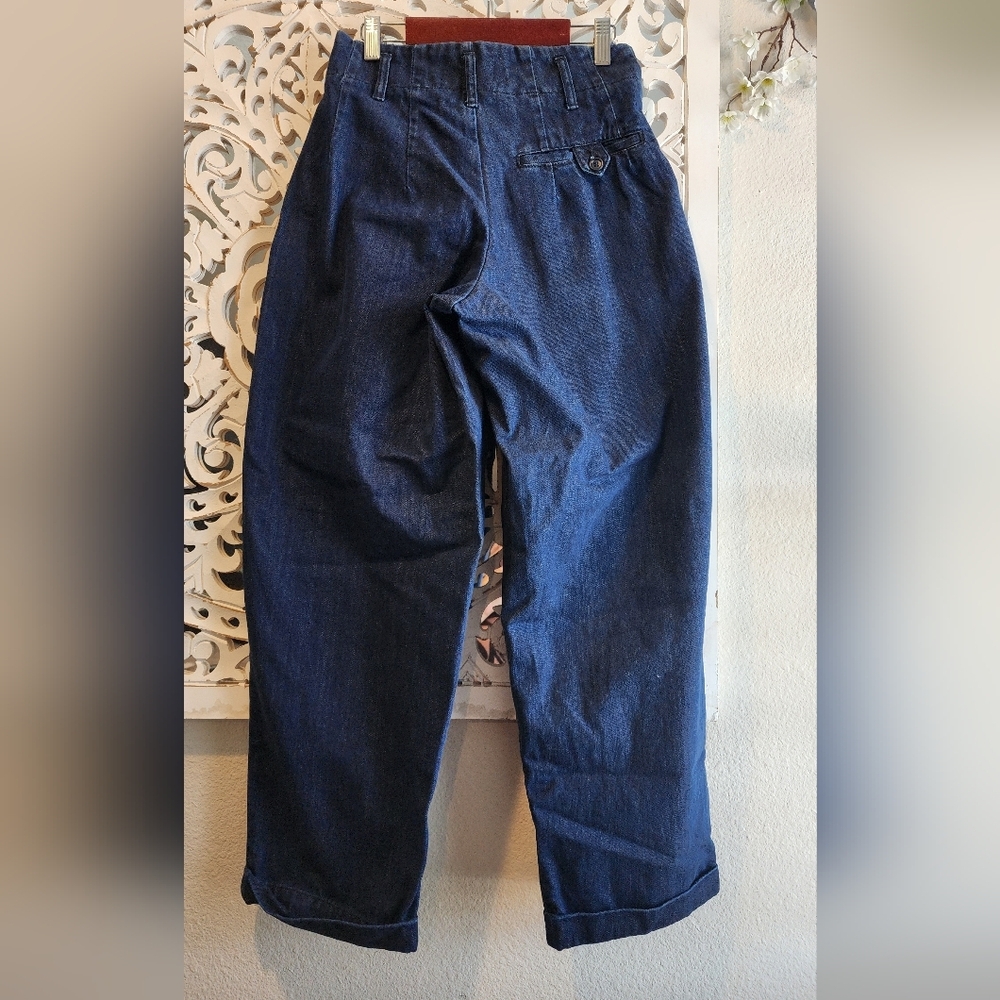 YMC  Navy Earth Keaton Denim Trousers $225 USD 80'S style wide leg - Picture 14 of 16